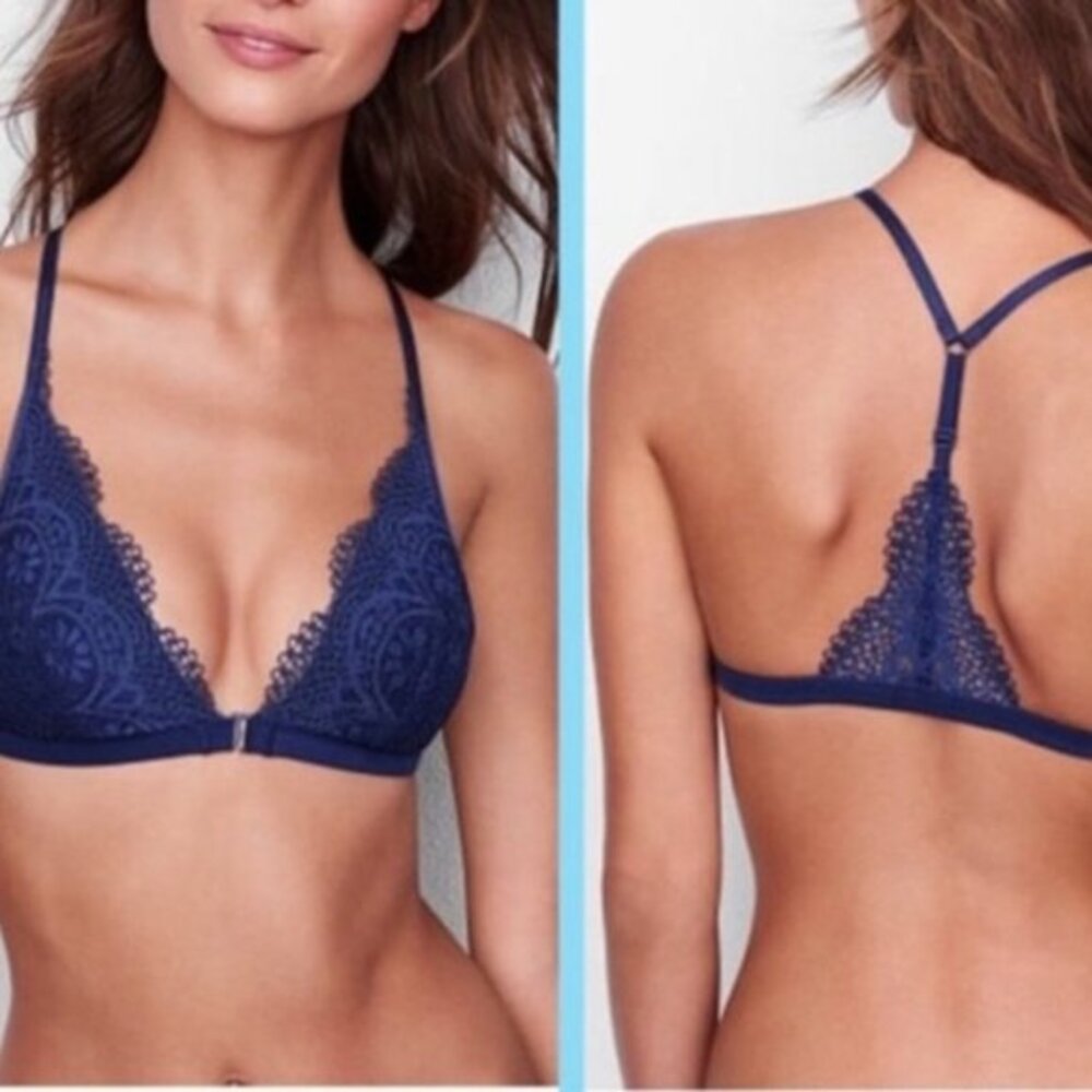 Victoria’s Secret navy lace racerback bra bralette‎ Small